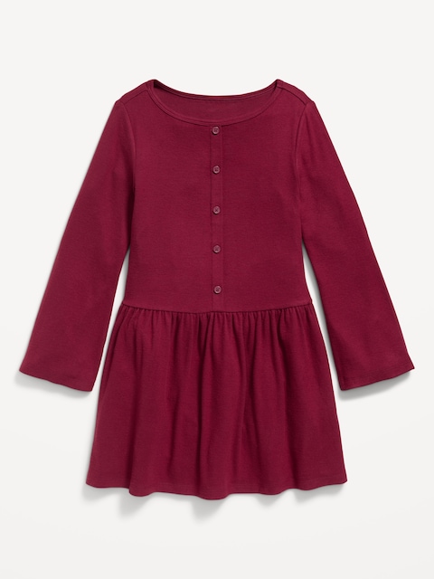 Robe ajustée et évasée à manches longues et devant boutonné pour fille