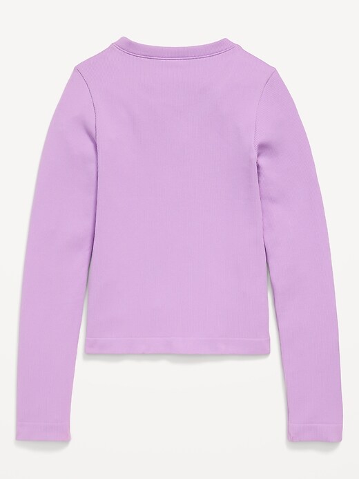 Image number 4 showing, Fitted Seamless Long-Sleeve Ribbed Performance Top for Girls