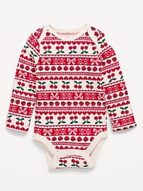 Image number 1 showing, Printed Long-Sleeve Ribbed Bodysuit for Baby