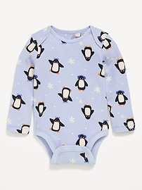 Image number 1 showing, Printed Long-Sleeve Ribbed Unisex Bodysuit for Baby