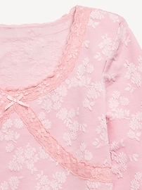 L'image numéro 4 présente Haut ajusté à manches longues et garniture en dentelle pour fille