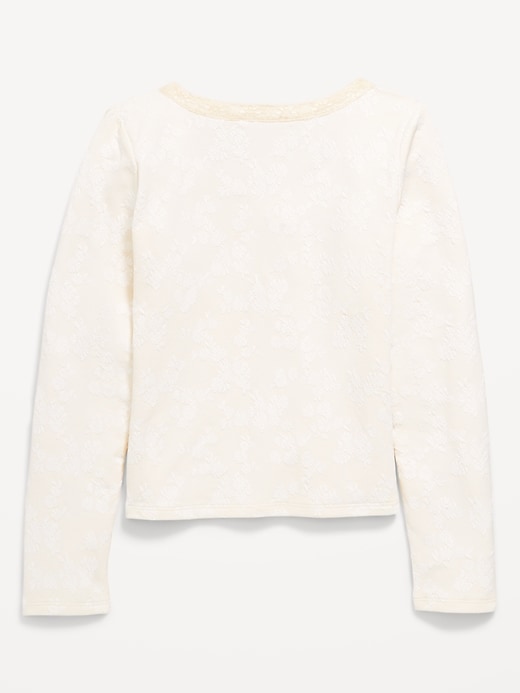 L'image numéro 3 présente Haut ajusté à manches longues et garniture en dentelle pour fille