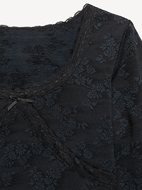 Image number 4 showing, Fitted Long-Sleeve Lace-Trim Top for Girls