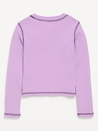 L'image numéro 3 présente T-shirt ajusté côtelé à imprimé et à manches longues pour fille