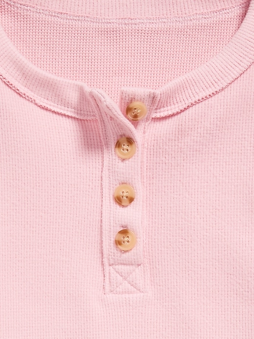 Image number 4 showing, CozePlush Oversized Thermal-Knit Henley Top for Girls