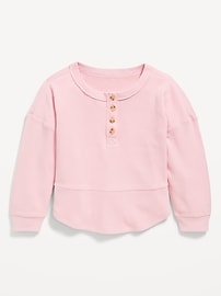 Image number 2 showing, CozePlush Oversized Thermal-Knit Henley Top for Girls