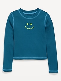 Image number 1 showing, Fitted Long-Sleeve Ribbed Graphic T-Shirt for Girls