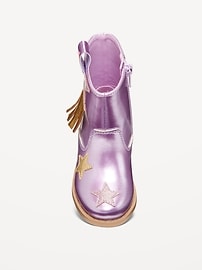 Image number 2 showing, Shiny Side-Zip Western Boots for Toddler Girls