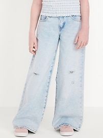 L'image numéro 1 présente Jean coupe très généreuse jambe large à taille mi-basse pour fille