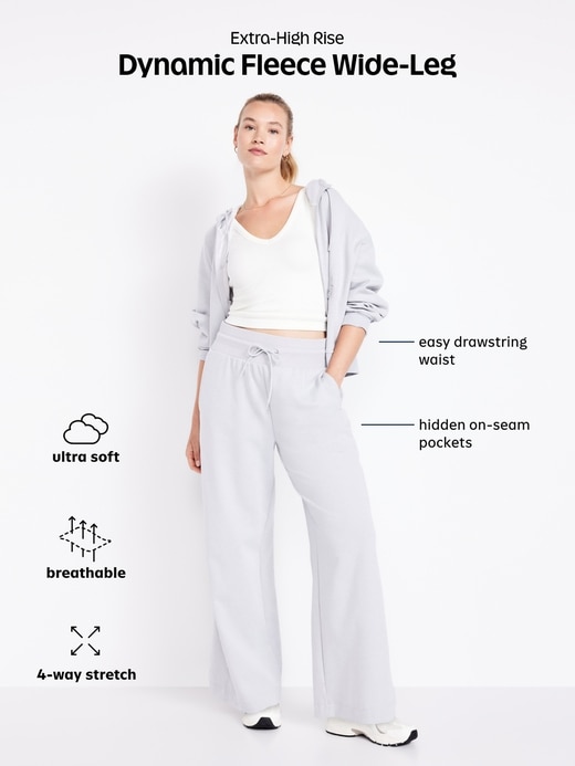 Image number 8 showing, Extra High-Waisted Dynamic Fleece Wide-Leg Sweatpants