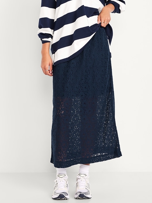 Image number 2 showing, High-Waisted Lace Midi Skirt