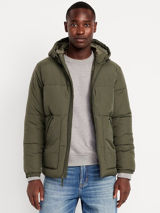 Image number 1 showing, Water-Resistant Hooded Puffer Jacket