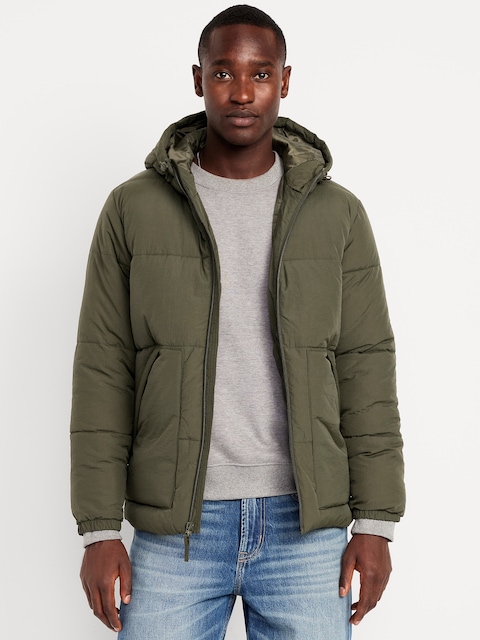 Water-Resistant Hooded Puffer Jacket