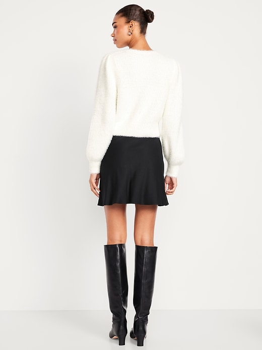 Image number 3 showing, High-Waisted Crepe Flounce Mini Skirt