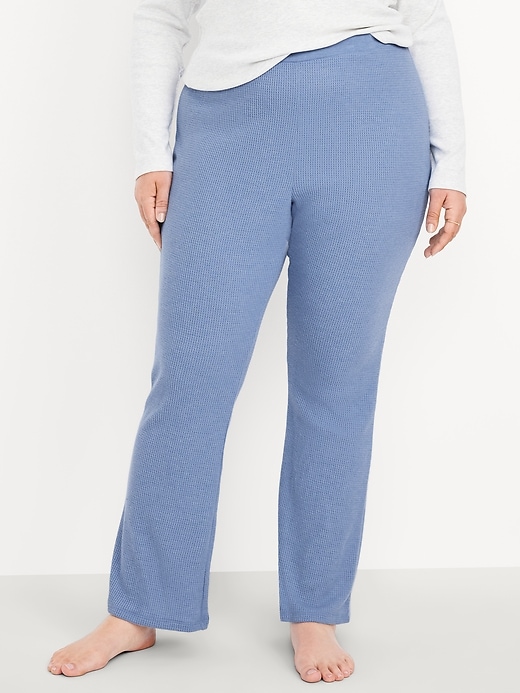 Image number 7 showing, High-Waisted Cozy Waffle Flare Pants