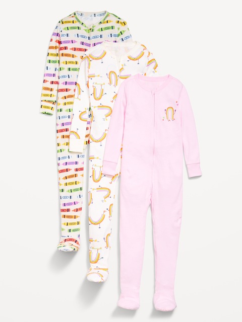 Pyjama une-pièce à coupe ajustée à glissière bidirectionnelle pour tout-petit et bébé (paquet de 3)
