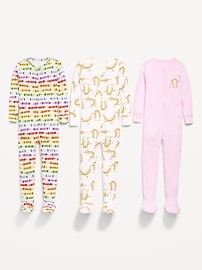 L'image numéro 2 présente Pyjama une-pièce à coupe ajustée à glissière bidirectionnelle pour tout-petit et bébé (paquet de 3)