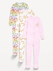 L'image numéro 1 présente Pyjama une-pièce à coupe ajustée à glissière bidirectionnelle pour tout-petit et bébé (paquet de 3)