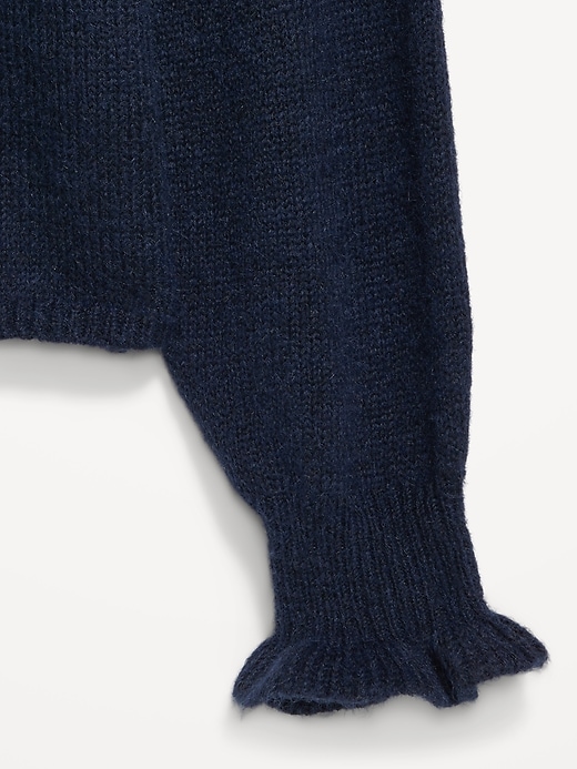 Image number 7 showing, Loose Crew-Neck Wool-Blend Graphic Cropped Sweater