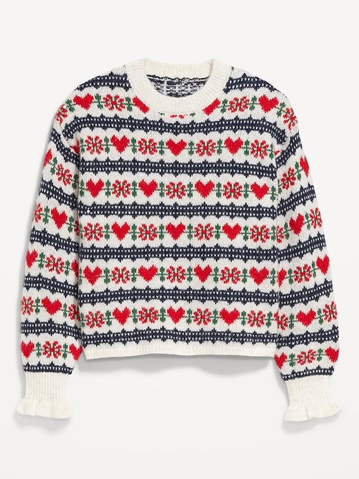 Image number 5 showing, Loose Crew-Neck Wool-Blend Cropped Sweater