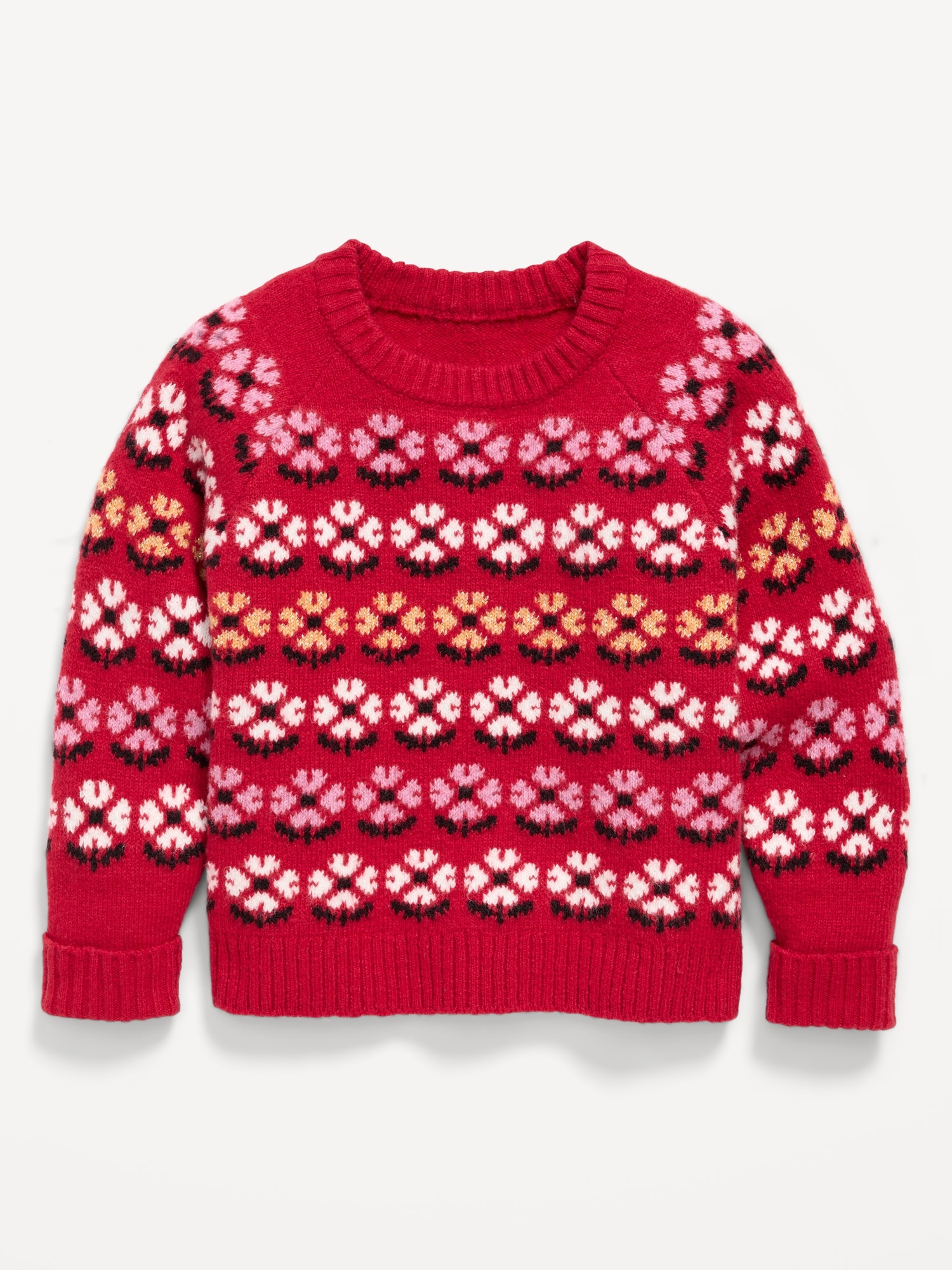 Printed Crew-Neck Sweater for Toddler Girls