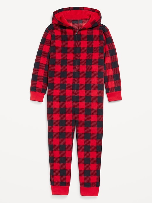 L'image numéro 1 présente Pyjama une-pièce à capuchon en micromolleton unisexe pour enfant