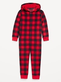 L'image numéro 1 présente Pyjama une-pièce à capuchon en micromolleton unisexe pour enfant