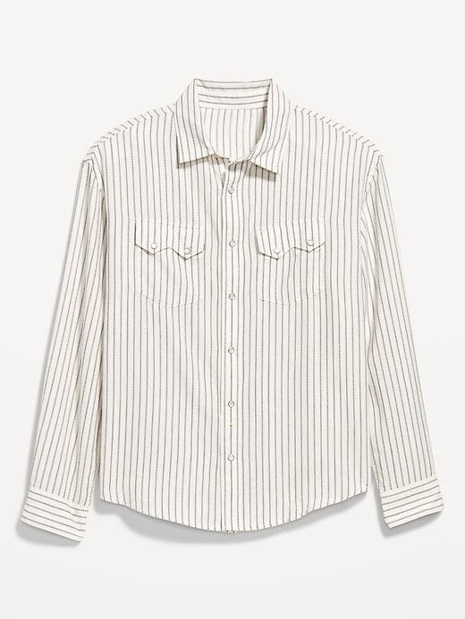 L'image numéro 4 présente Chemise western texturée à rayures avec poches