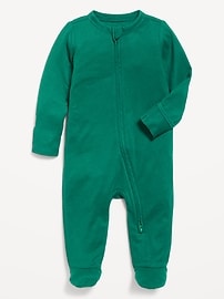 L'image numéro 1 présente Une-pièce à pieds en tricot douillet Nuit ou jeu à glissière bidirectionnelle pour bébé