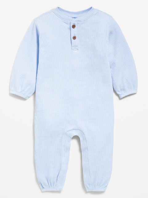 Une-pièce henley en tricot gaufré à manches longues pour bébé