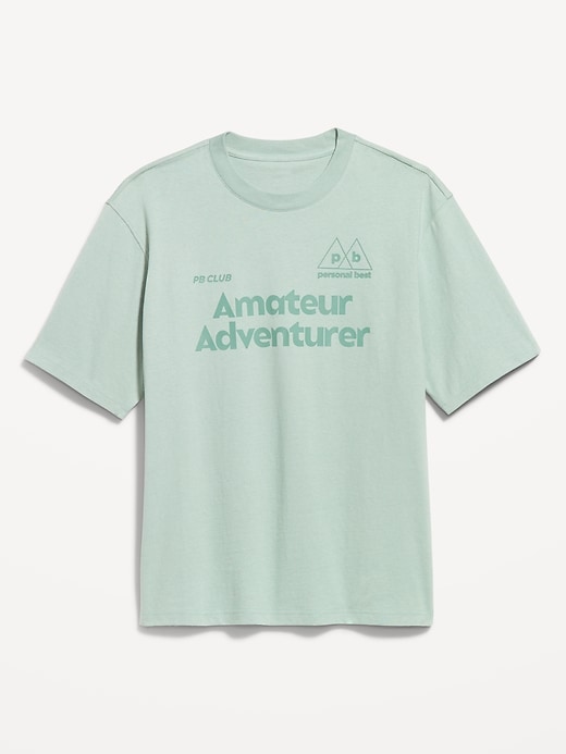 L'image numéro 1 présente T-shirt ras du cou en tissu épais à imprimé