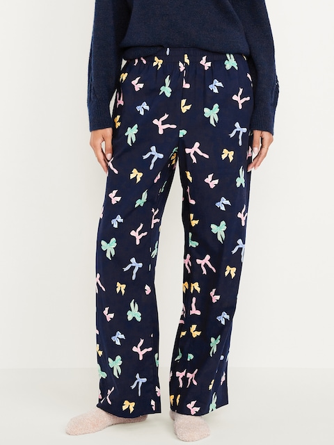 High-Waisted Poplin Pajama Pant - Bows