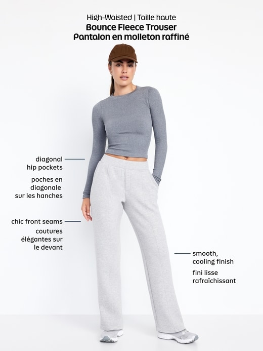 Image number 8 showing, High-Waisted Bounce Fleece Trouser Sweatpants