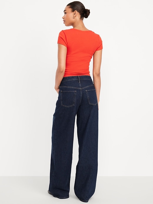 Image number 3 showing, Mid-Rise Slouchy Wide-Leg Jeans
