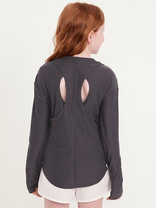 Image number 2 showing, CloudMotion Long-Sleeve Back-Cutout Performance T-Shirt for Girls