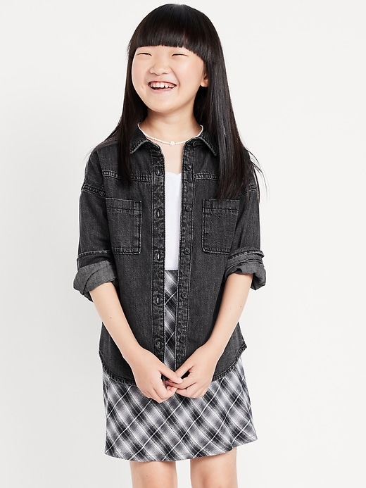 View large product image 1 of 3. Oversized Pocket Jean Top for Girls