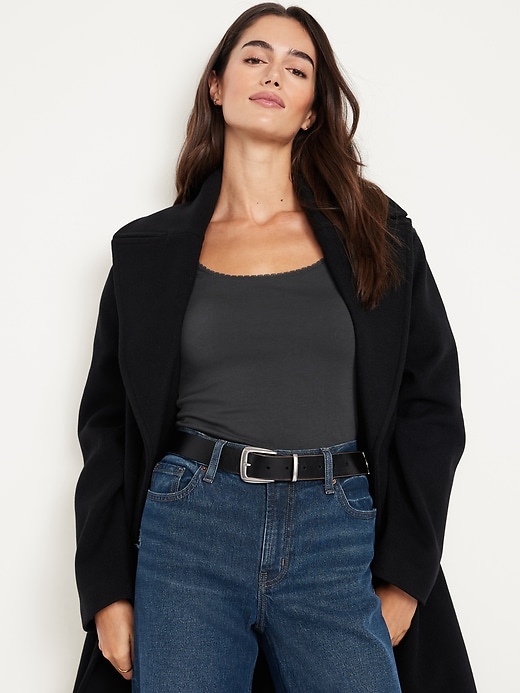 Image number 3 showing, Fitted Double-Layer Scoop-Neck Top