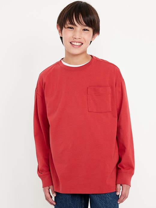 Image number 1 showing, Oversized Long-Sleeve Pocket T-Shirt for Boys