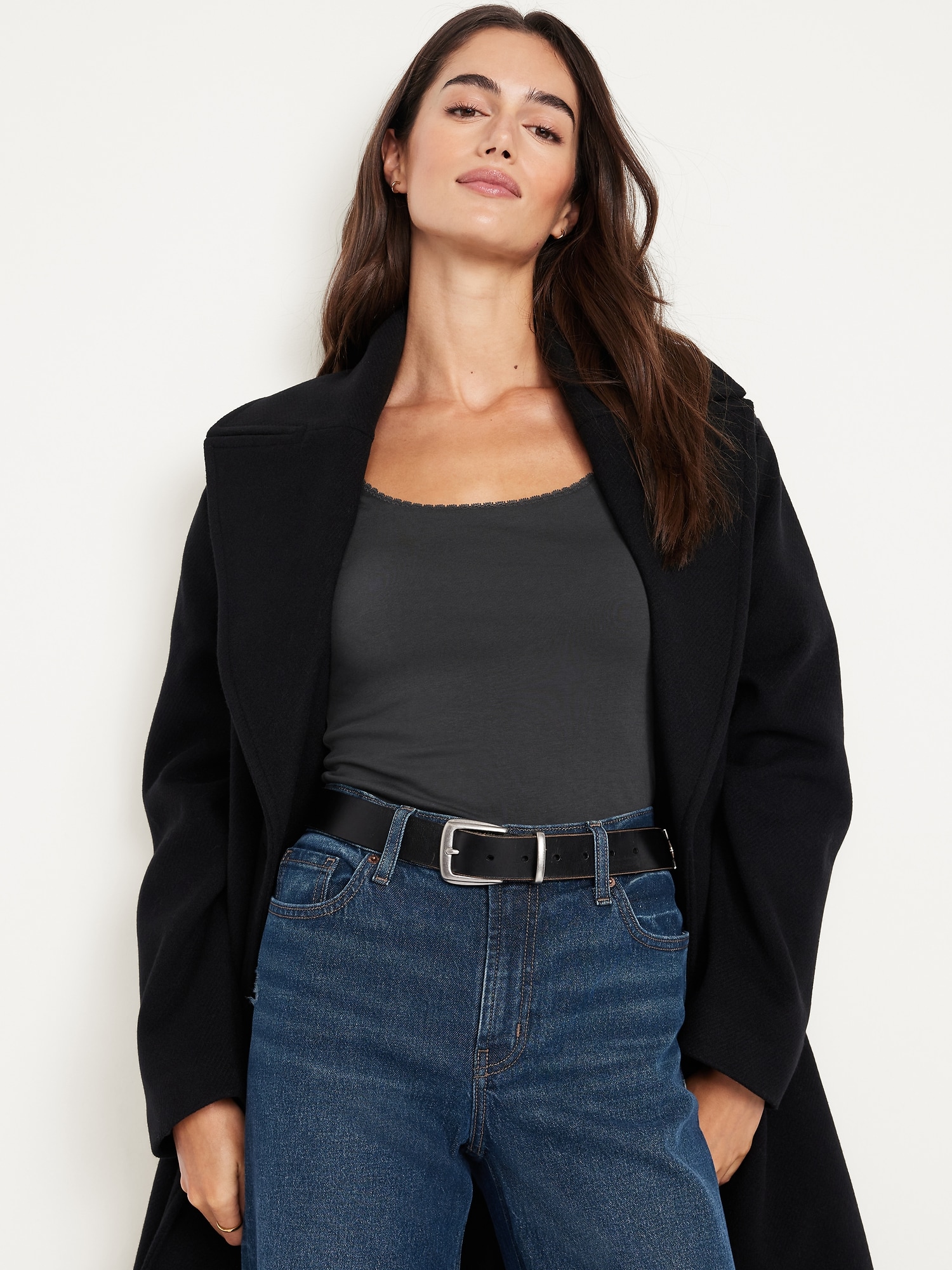 Fitted Double-Layer Scoop-Neck Top