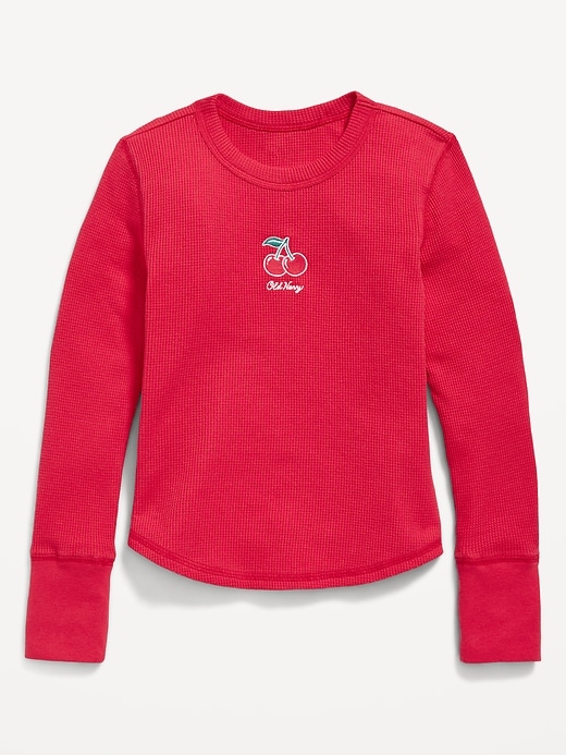 L'image numéro 1 présente T-shirt en tricot isotherme à manches longues et à logo imprimé pour fille