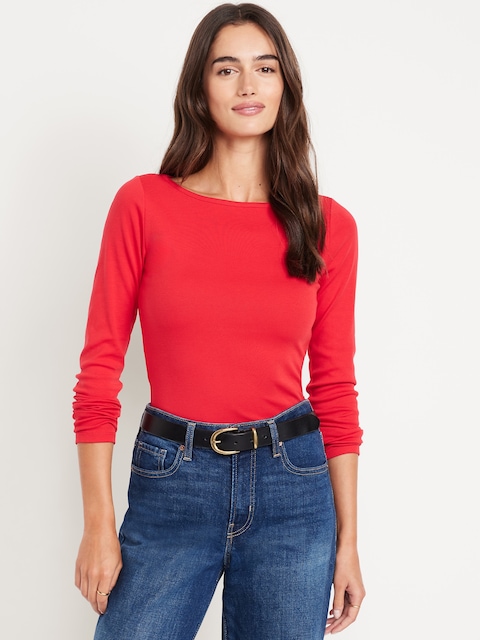 T-shirt ajusté à manches longues et à encolure bateau - Amaryllis