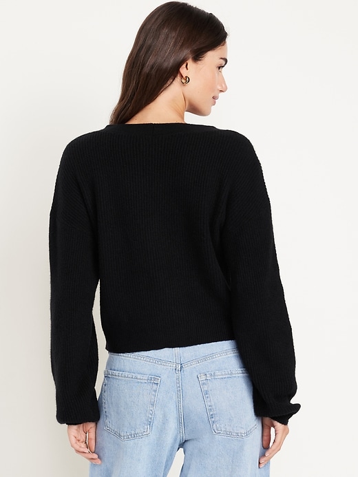 Image number 2 showing, SoSoft V-Neck Bow-Front Cardigan Sweater