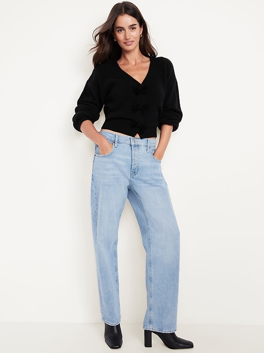 Image number 3 showing, SoSoft V-Neck Bow-Front Cardigan Sweater