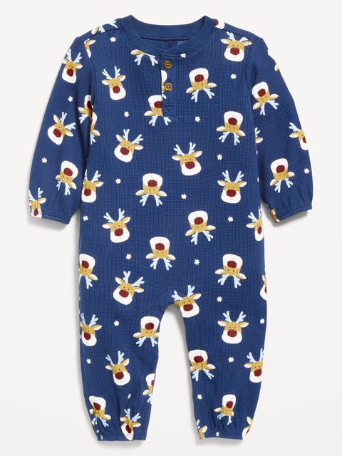 Une-pièce henley en tricot gaufré à manches longues et à motif pour bébé