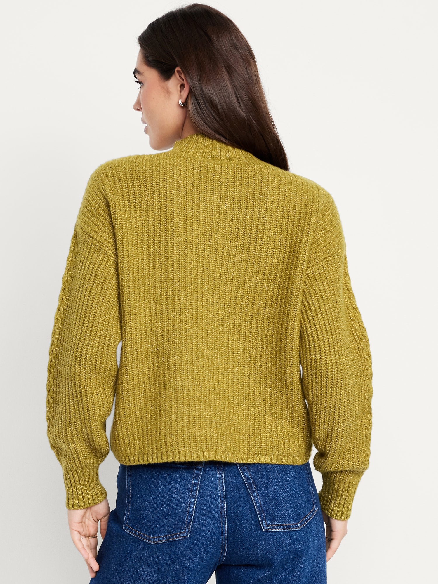 SoSoft Cropped Mock-Neck Cable Sweater | Old Navy