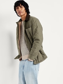 Image number 3 showing, Sherpa-Lined Quilted Flannel Shacket