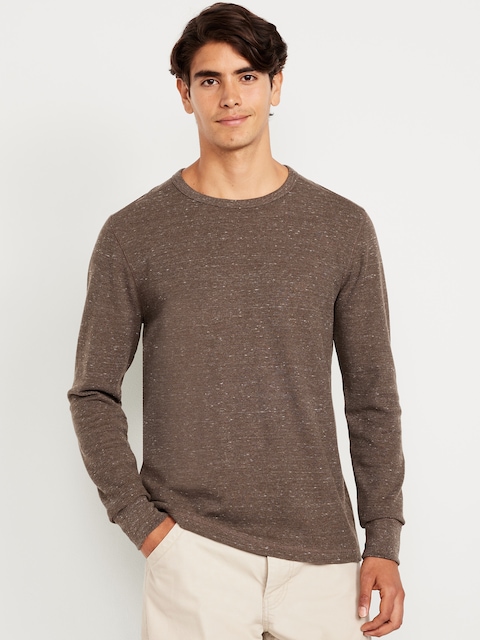 Waffle-Knit T-Shirt - Heather Brown