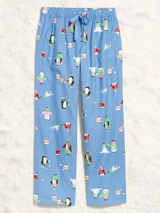 Image number 4 showing, Mid-Rise Printed Flannel Pajama Pants for Women