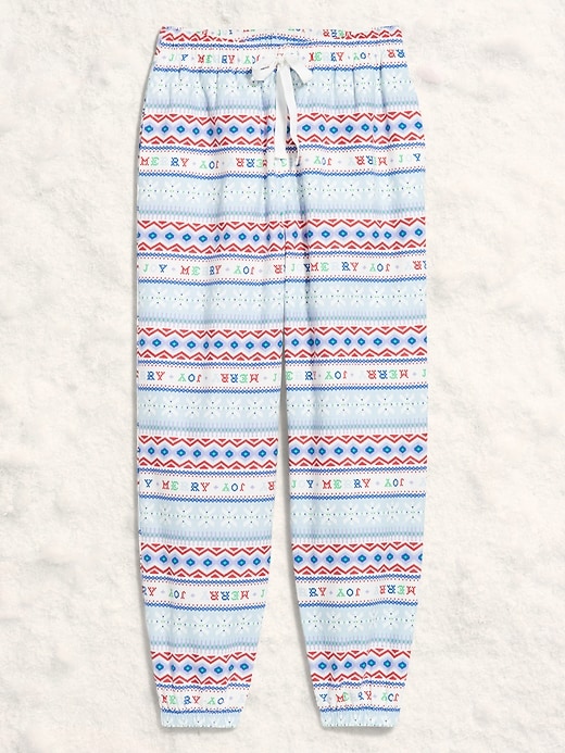 L'image numéro 4 présente Pantalon de pyjama style jogging à taille haute en flanelle à motif pour femme