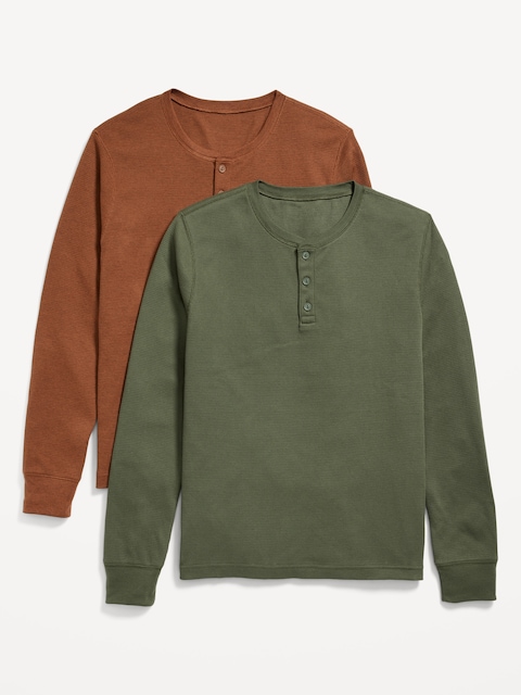 T-shirt henley gaufré (paquet de 2)